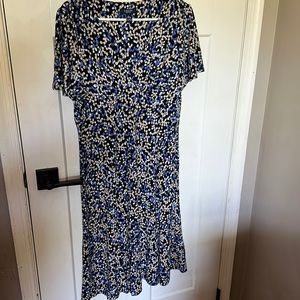 Chaps Women's Multicolor V-Neck Flutter Sleeve Dress Size L